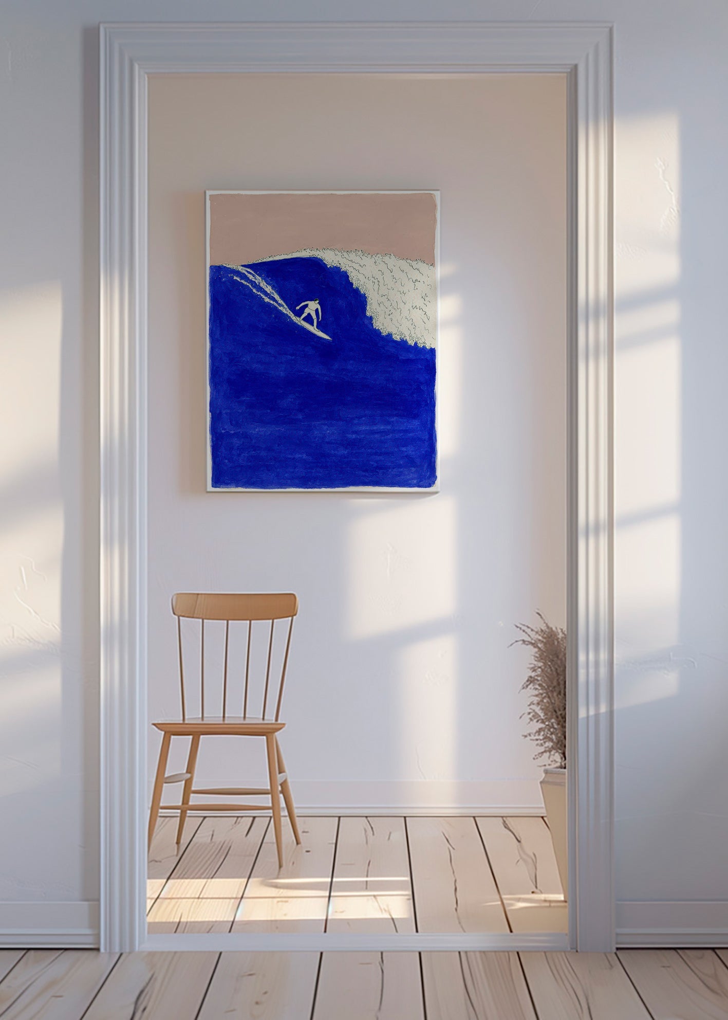 Cuadro deportivo: surfista en ola azul intensa – Canvas