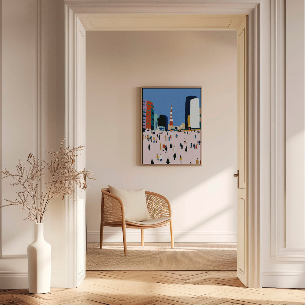 Cuadro de ciudades con multitud estilizada – Canvas1