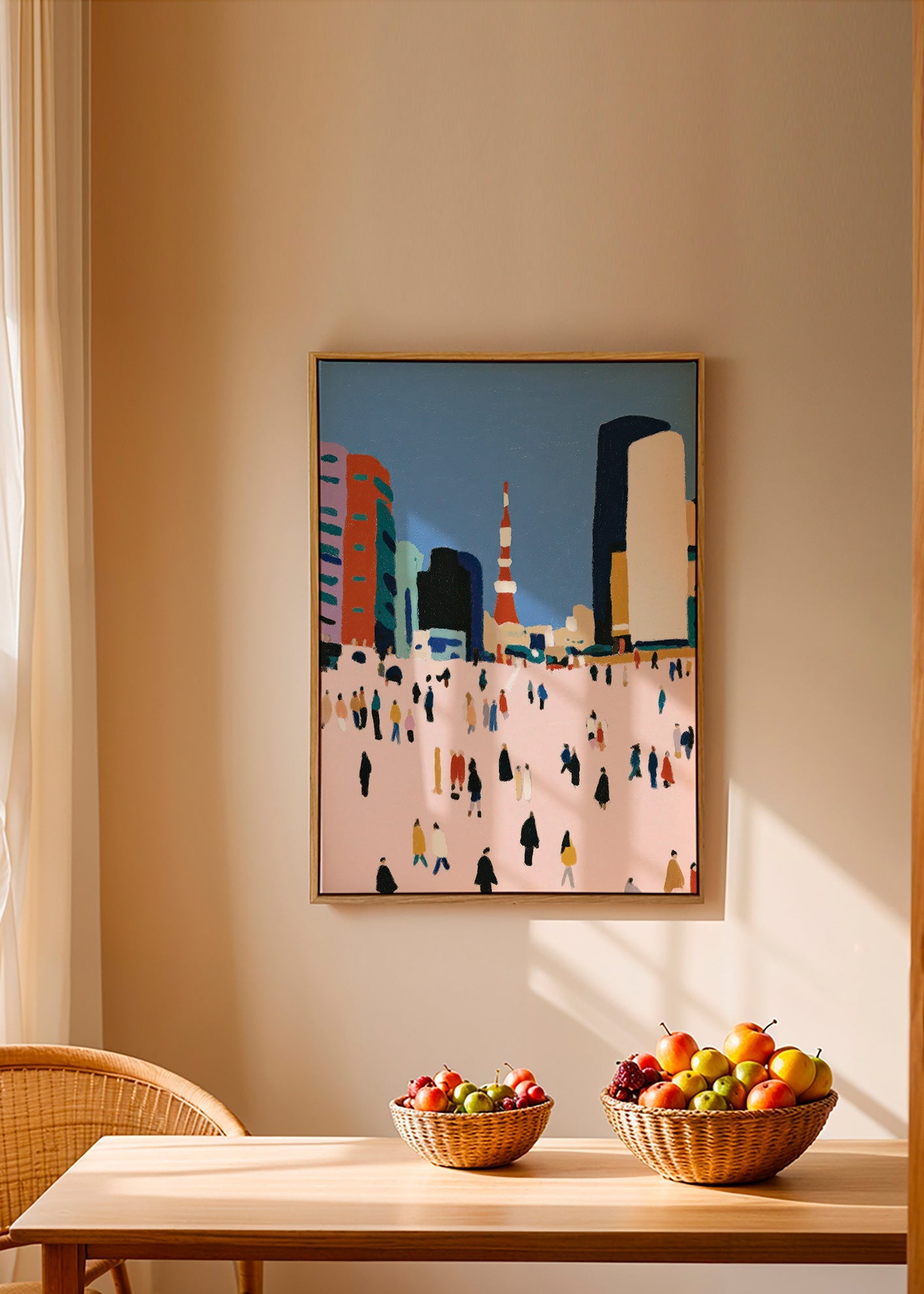Cuadro de ciudades con multitud estilizada – Canvas2