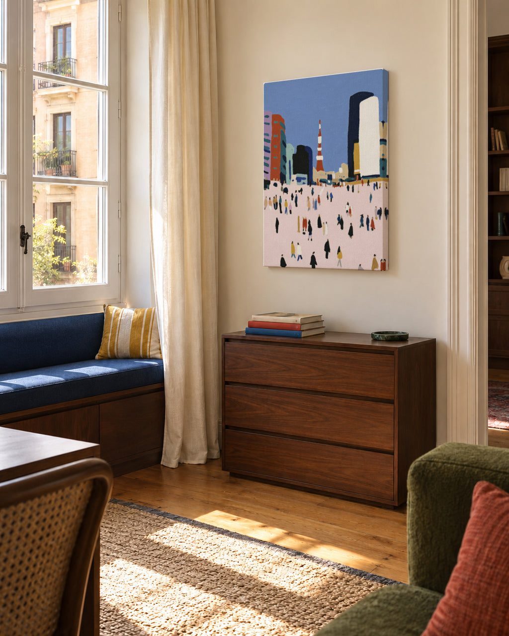 City Crowd - Unframed canvas in an interior