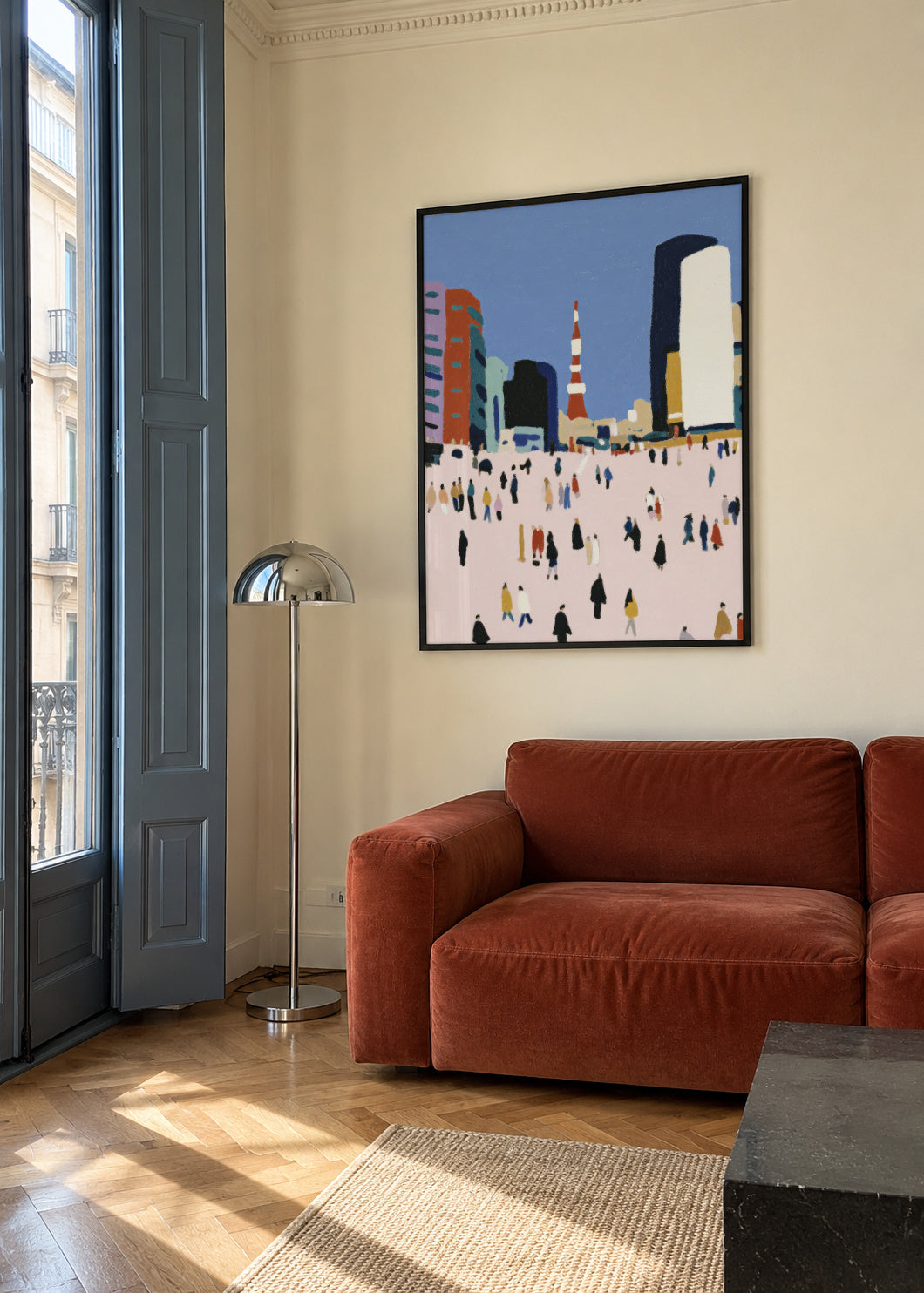 City Crowd - Framed poster in an interior