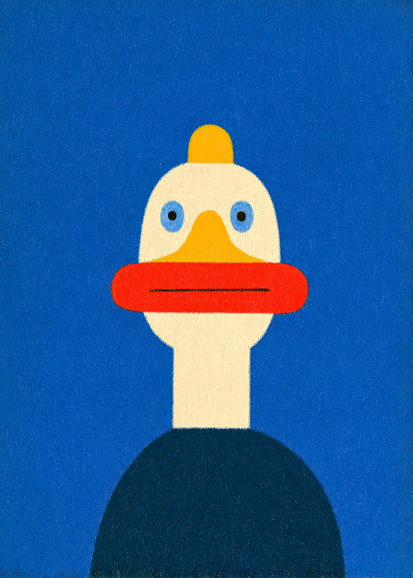 Cuadro pato azul ilustrado