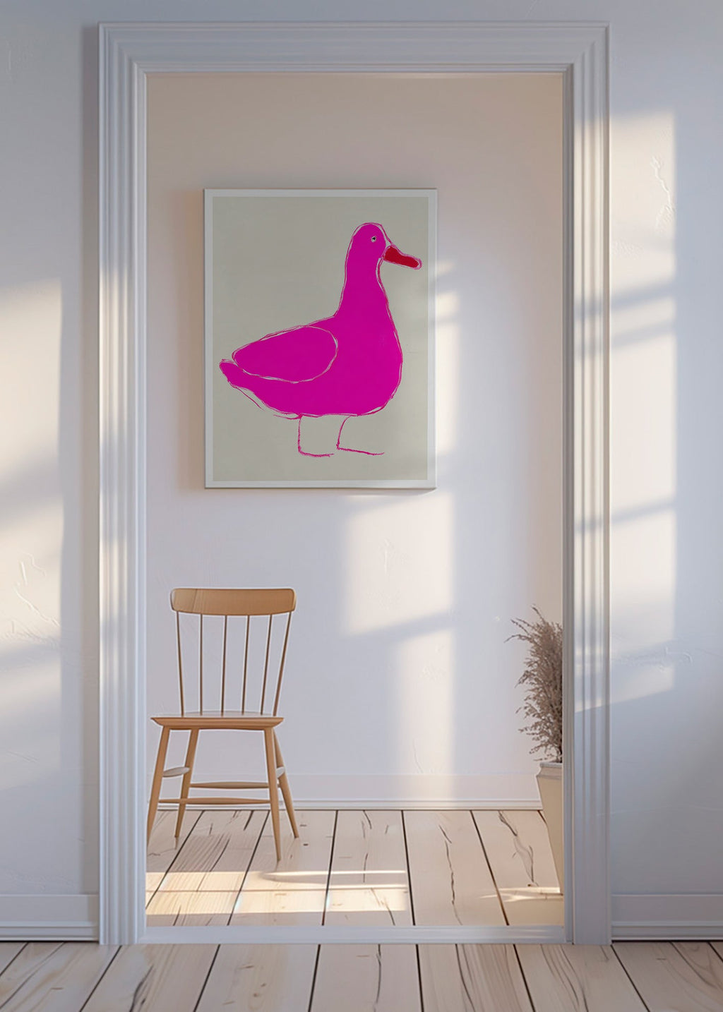 Cuadro pato rosa minimalista – Canvas