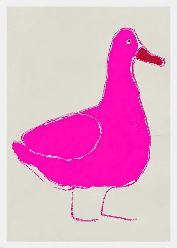 Cuadro pato rosa minimalista