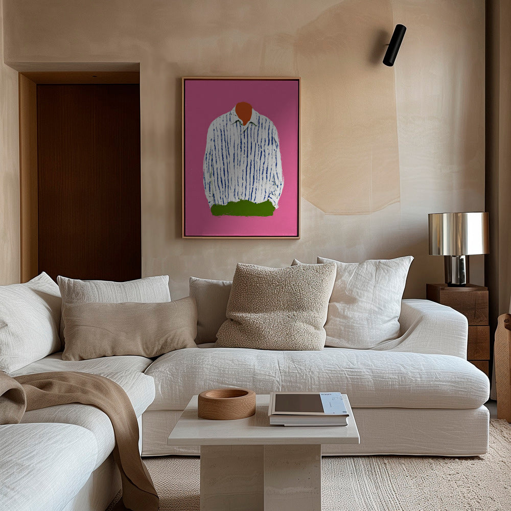 Ilustración camisa a rayas sobre fondo rosa – Canvas1