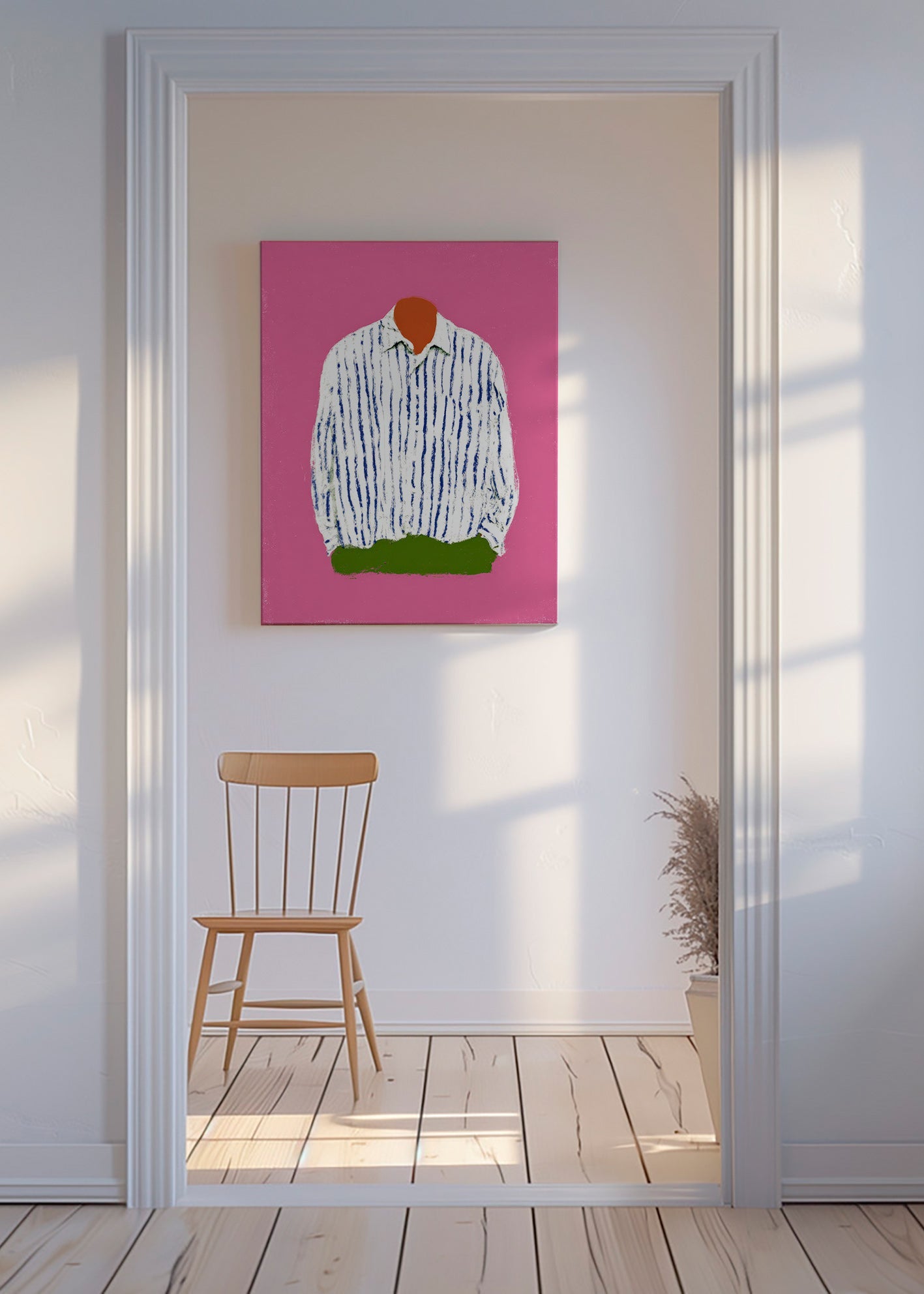 Ilustración camisa a rayas sobre fondo rosa – Canvas