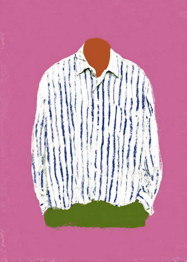 Ilustración camisa a rayas sobre fondo rosa