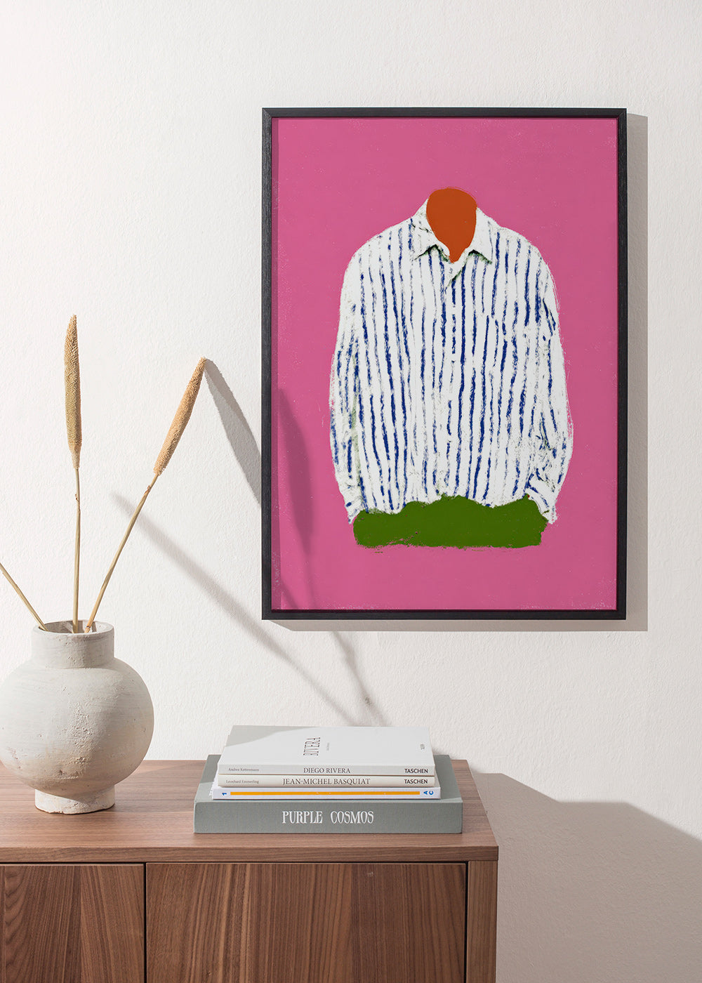 Ilustración camisa a rayas sobre fondo rosa – Product1