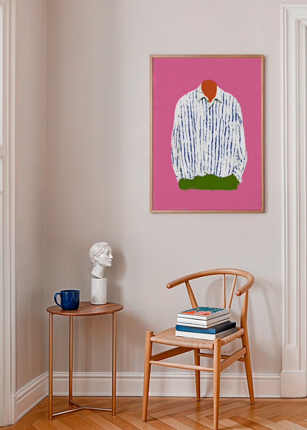 Ilustración camisa a rayas sobre fondo rosa – Product2