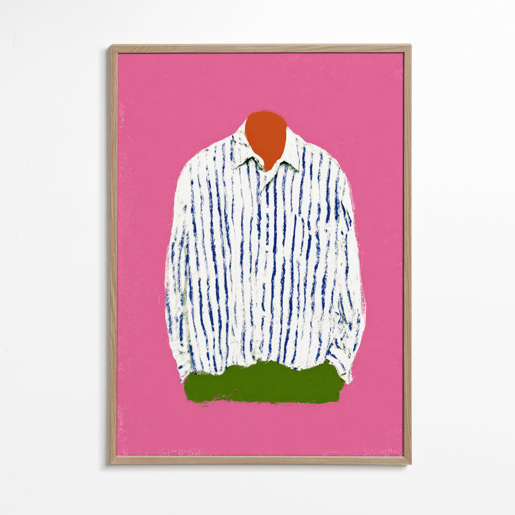 Ilustración camisa a rayas sobre fondo rosa – Oak Frame