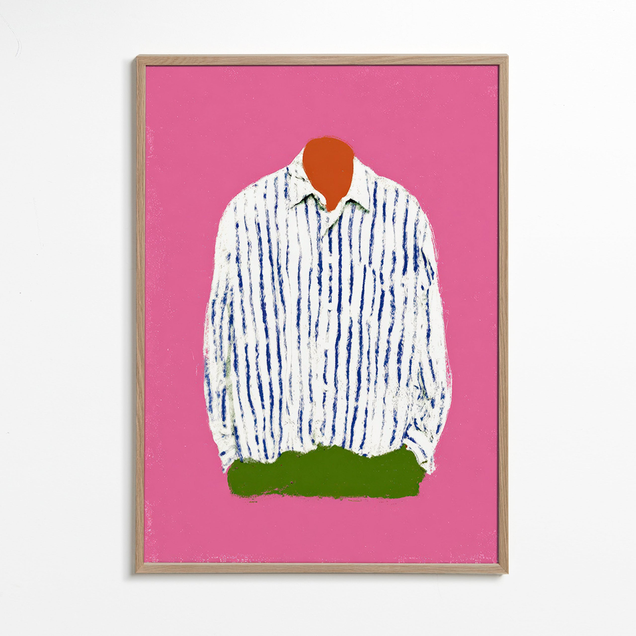 Ilustración camisa a rayas sobre fondo rosa – Oak Frame