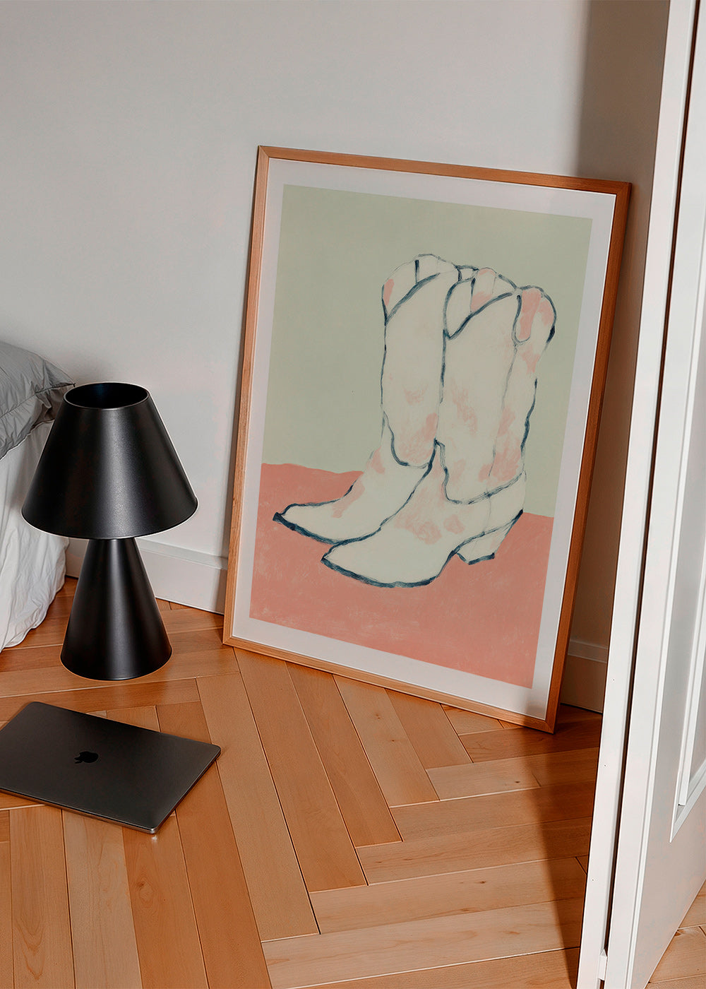 Ilustración botas blancas sobre fondo pastel – Product3