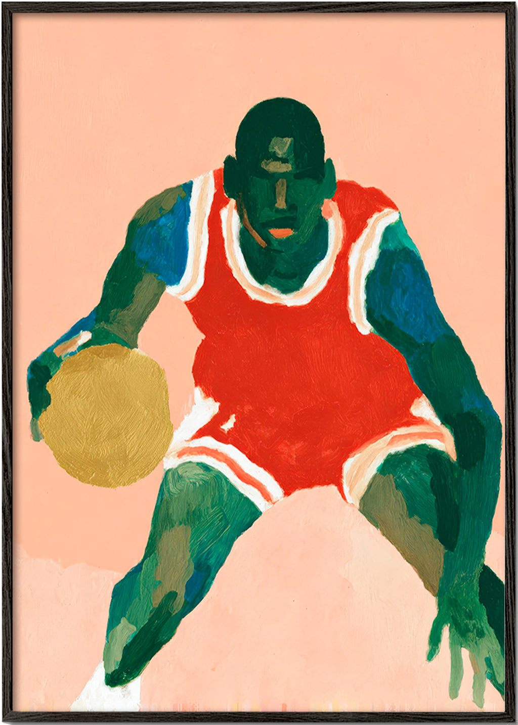 Cuadro deportivo con jugador driblando – Black Frame