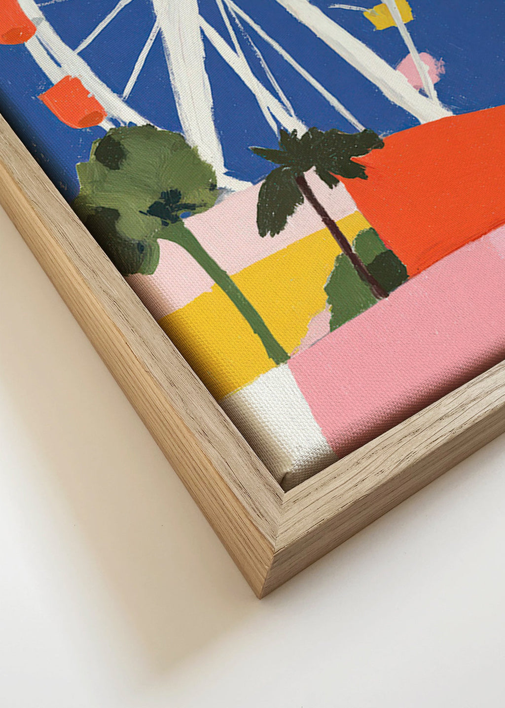 Cuadro de ciudades con noria colorida – Canvas detail