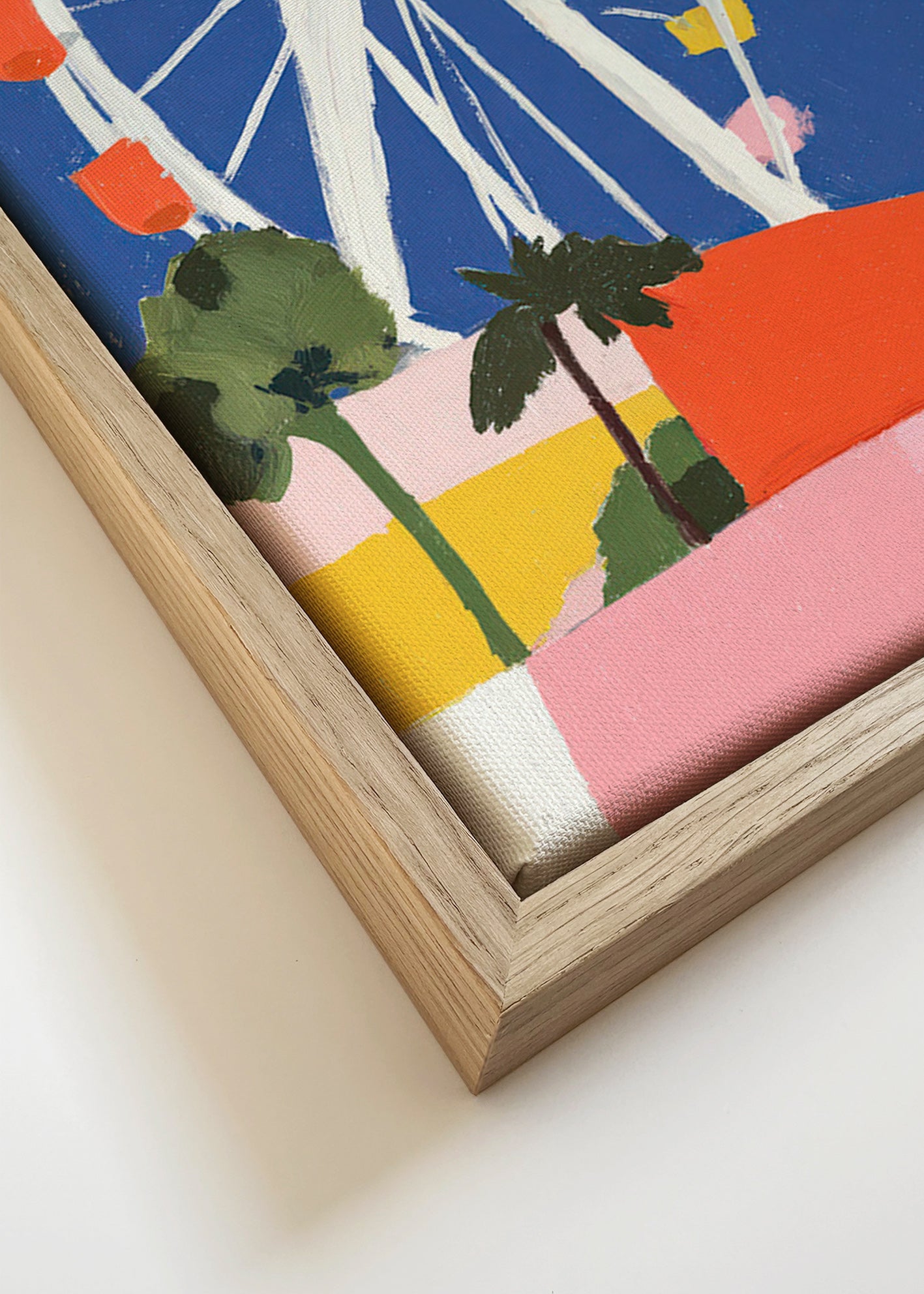 Cuadro de ciudades con noria colorida – Canvas detail