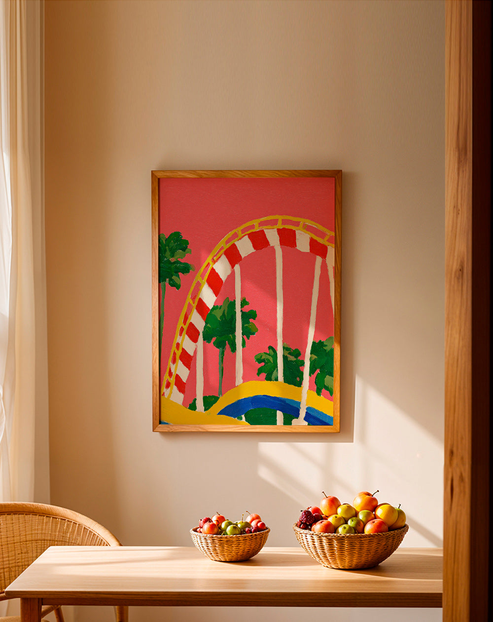 Lámina botánica con palmeras y arco colorido – Product1