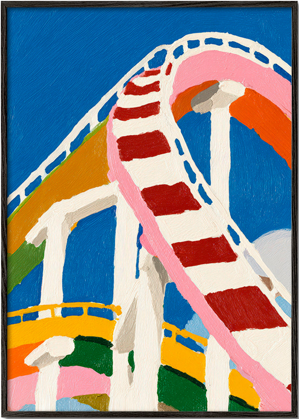 Ilustración de montaña rusa en colores – Black Frame