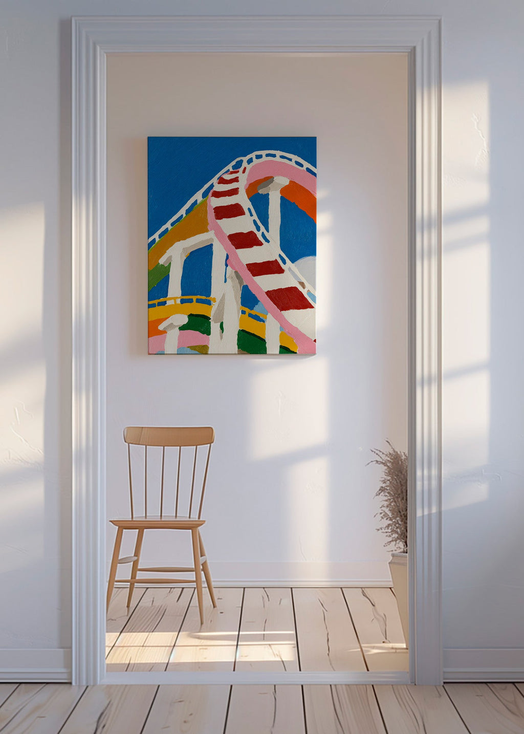Ilustración de montaña rusa en colores – Canvas