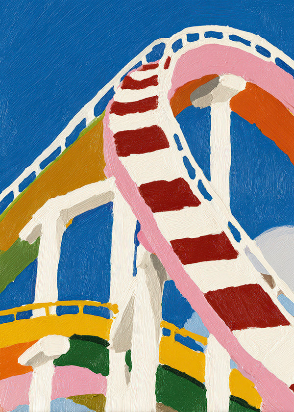 Ilustración de montaña rusa en colores