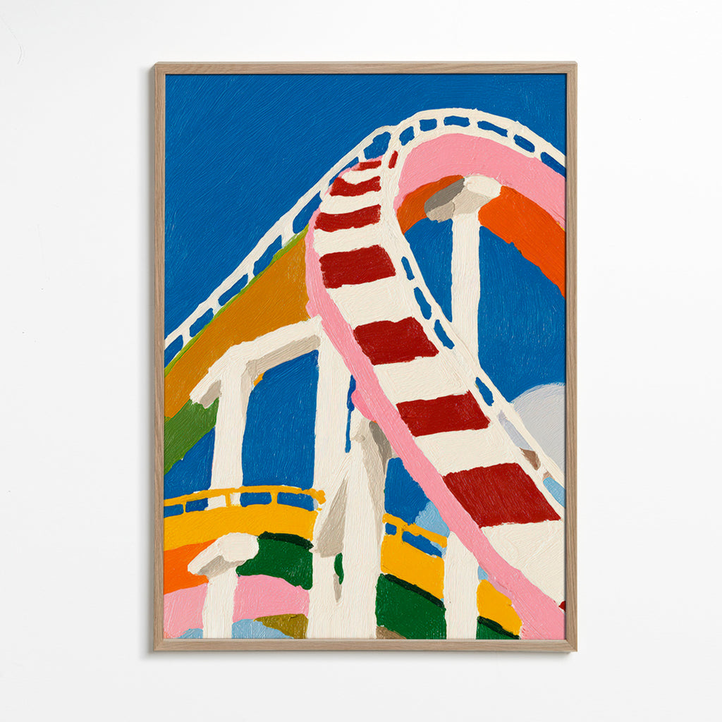 Ilustración de montaña rusa en colores – Oak Frame