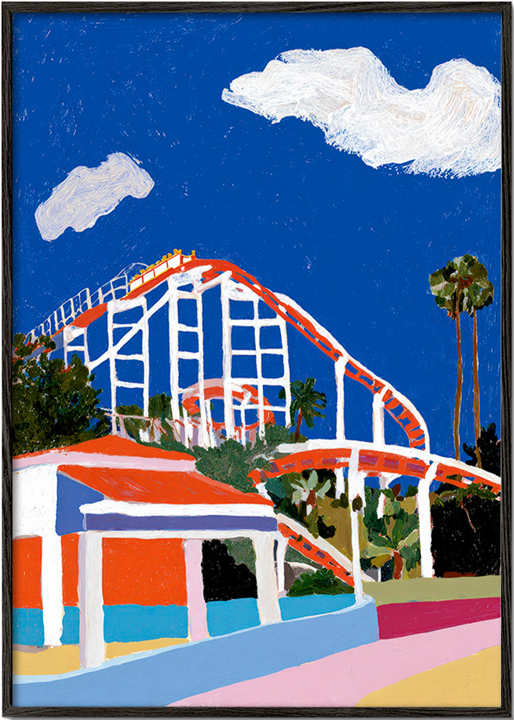 Ilustración de parque de atracciones colorida – Black Frame
