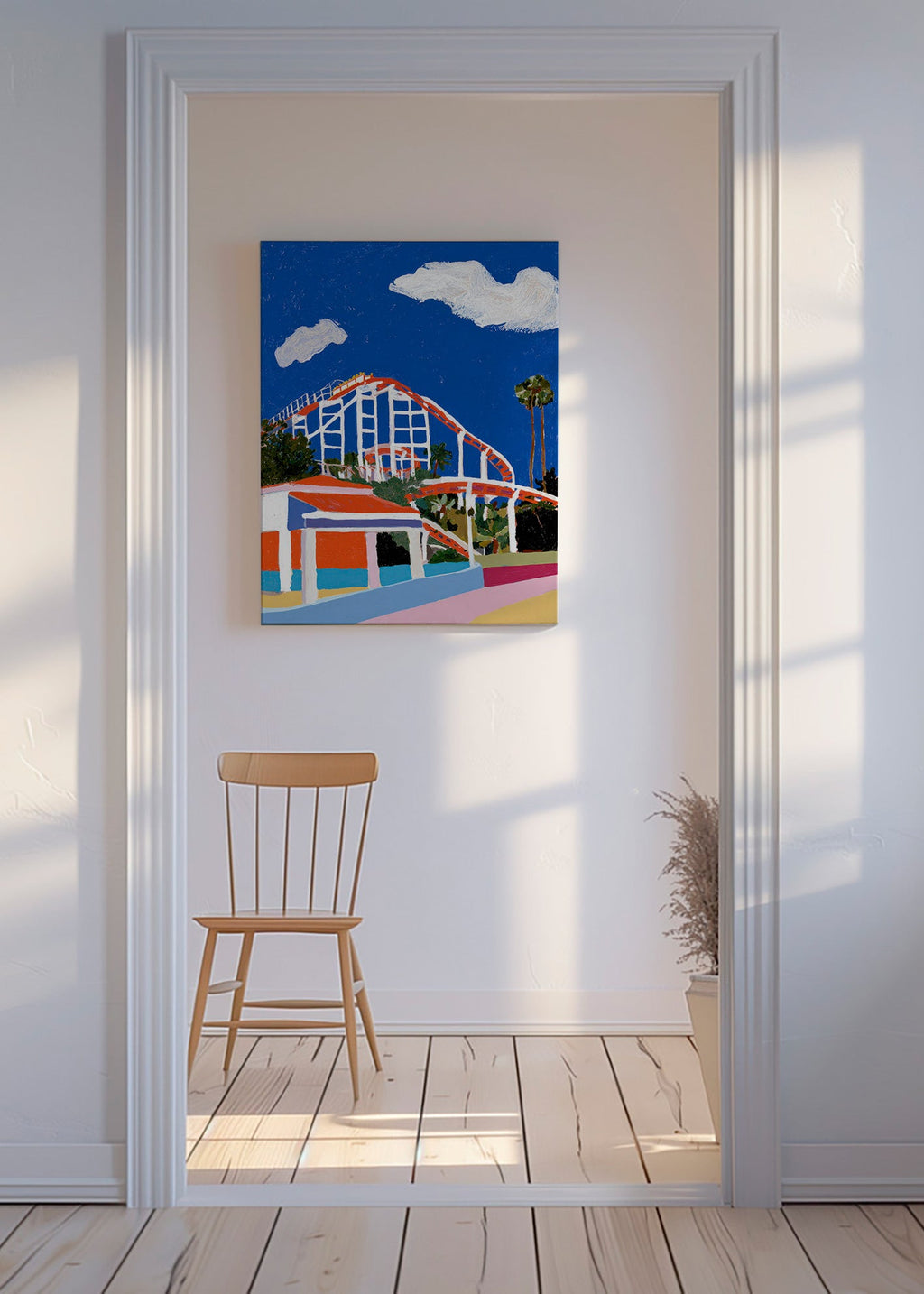 Ilustración de parque de atracciones colorida – Canvas