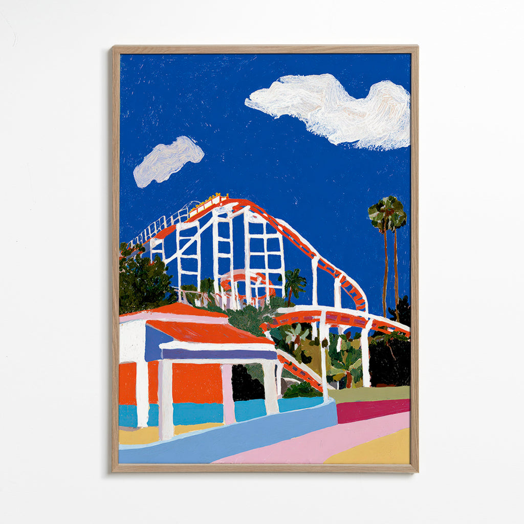 Ilustración de parque de atracciones colorida – Oak Frame