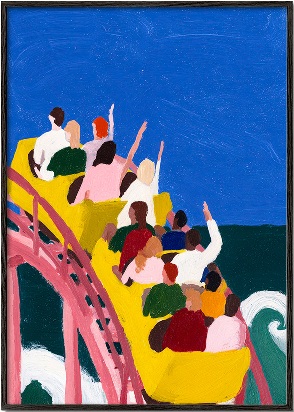 Ilustración de montaña rusa junto al mar – Black Frame