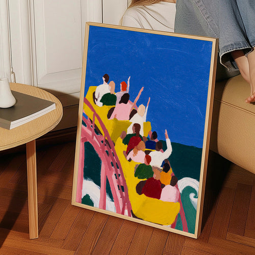 Ilustración de montaña rusa junto al mar – Product1