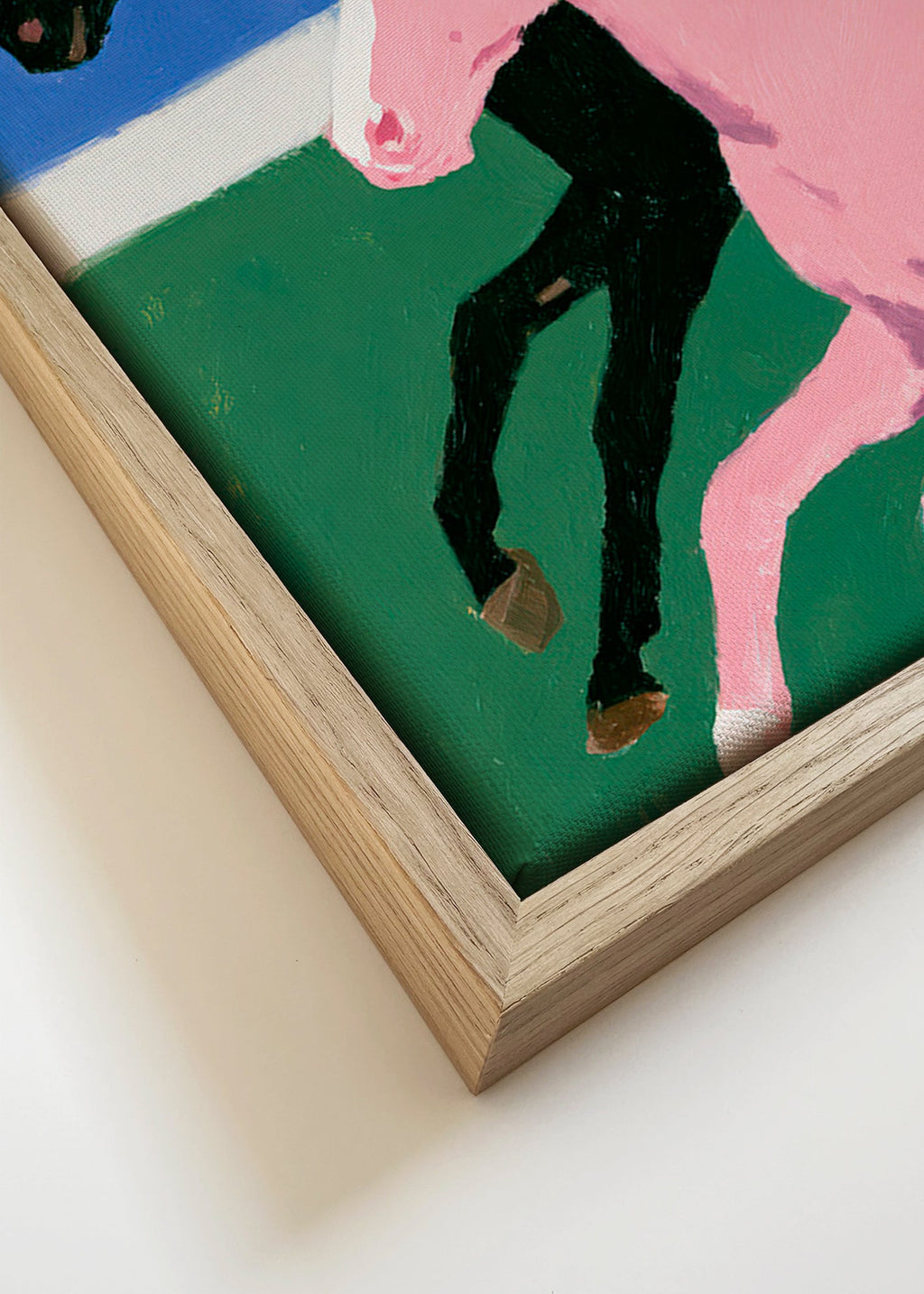 Cuadro con cuatro caballos en carrera y paleta plana – Canvas detail