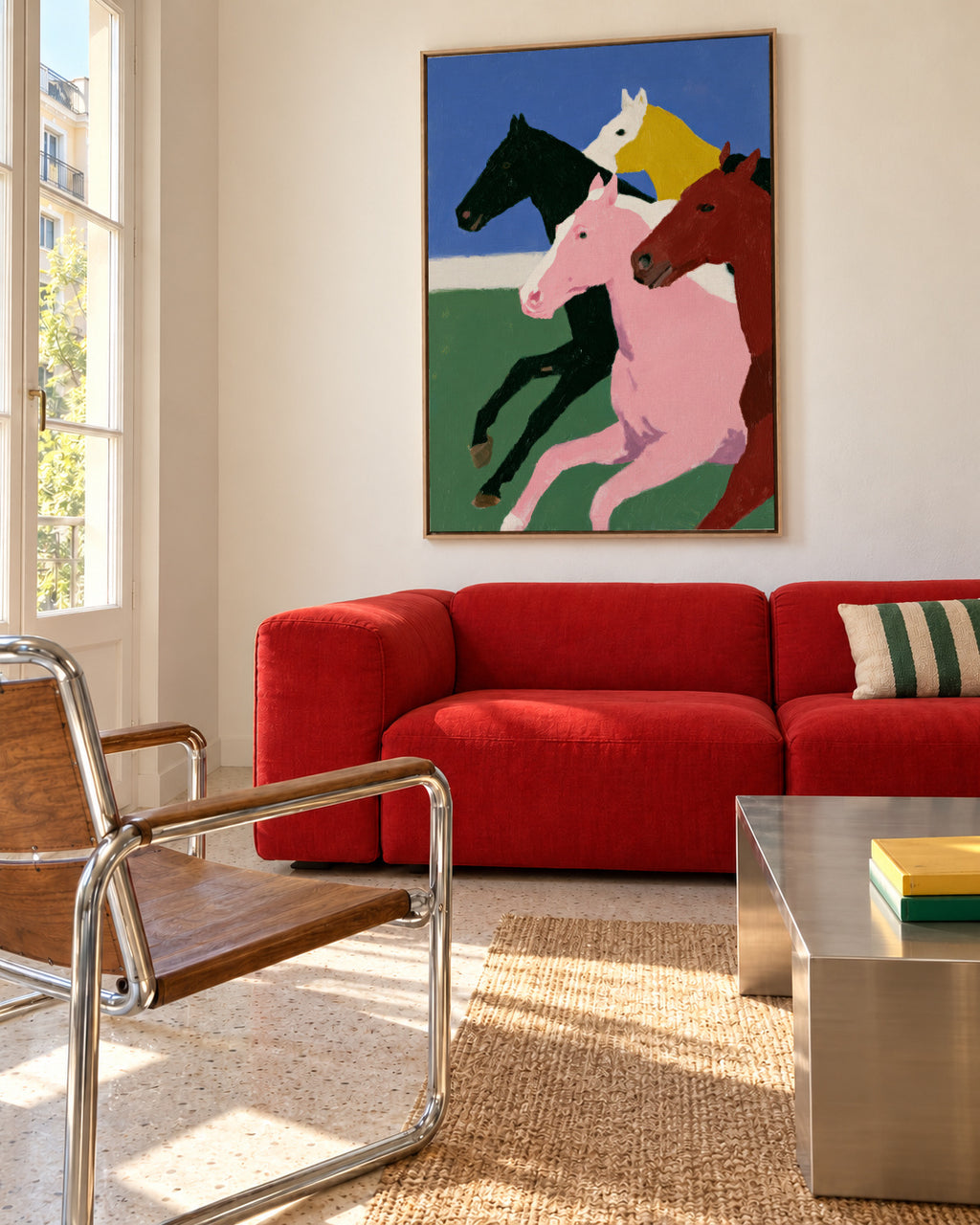 Running Horses - Framed canvas in an interior