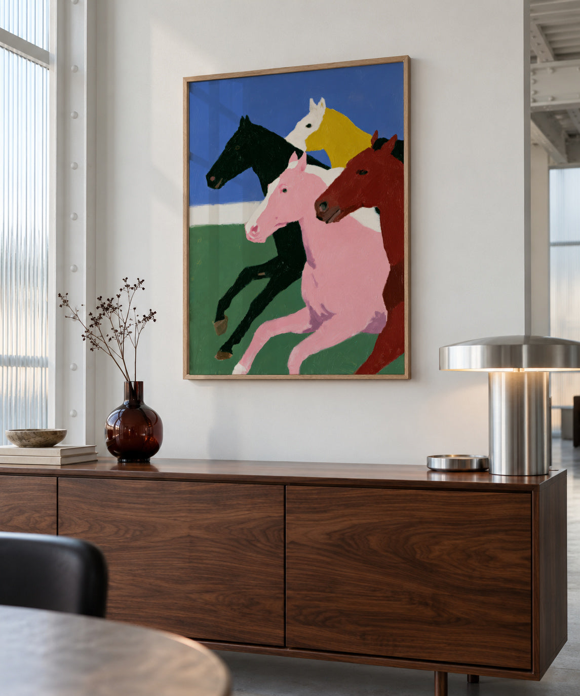 Running Horses - Framed poster in an interior