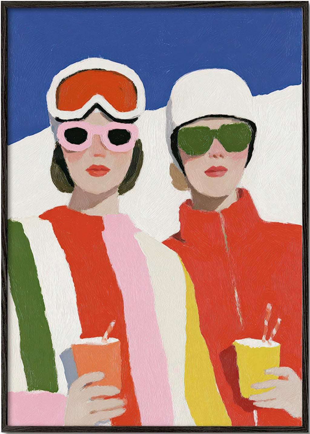 Ilustración de après-ski con dos figuras – Black Frame