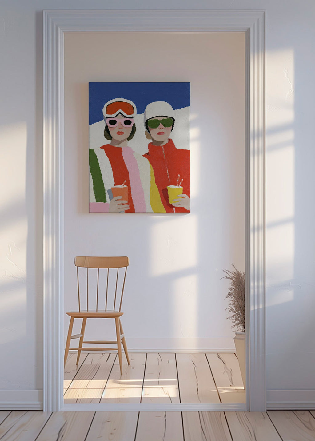 Ilustración de après-ski con dos figuras – Canvas