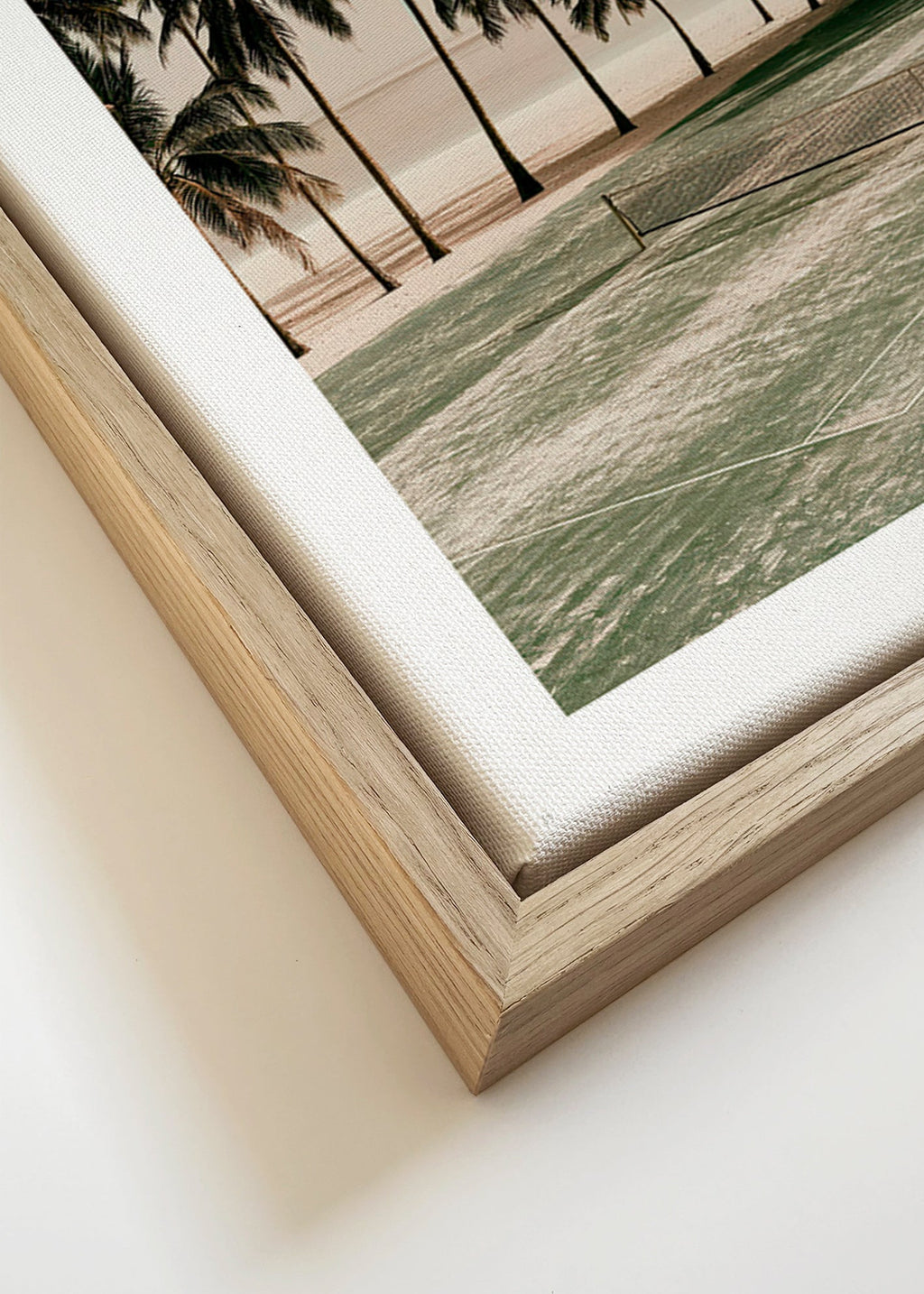 Cuadro de paisaje con palmeras y pista de tenis – Canvas detail