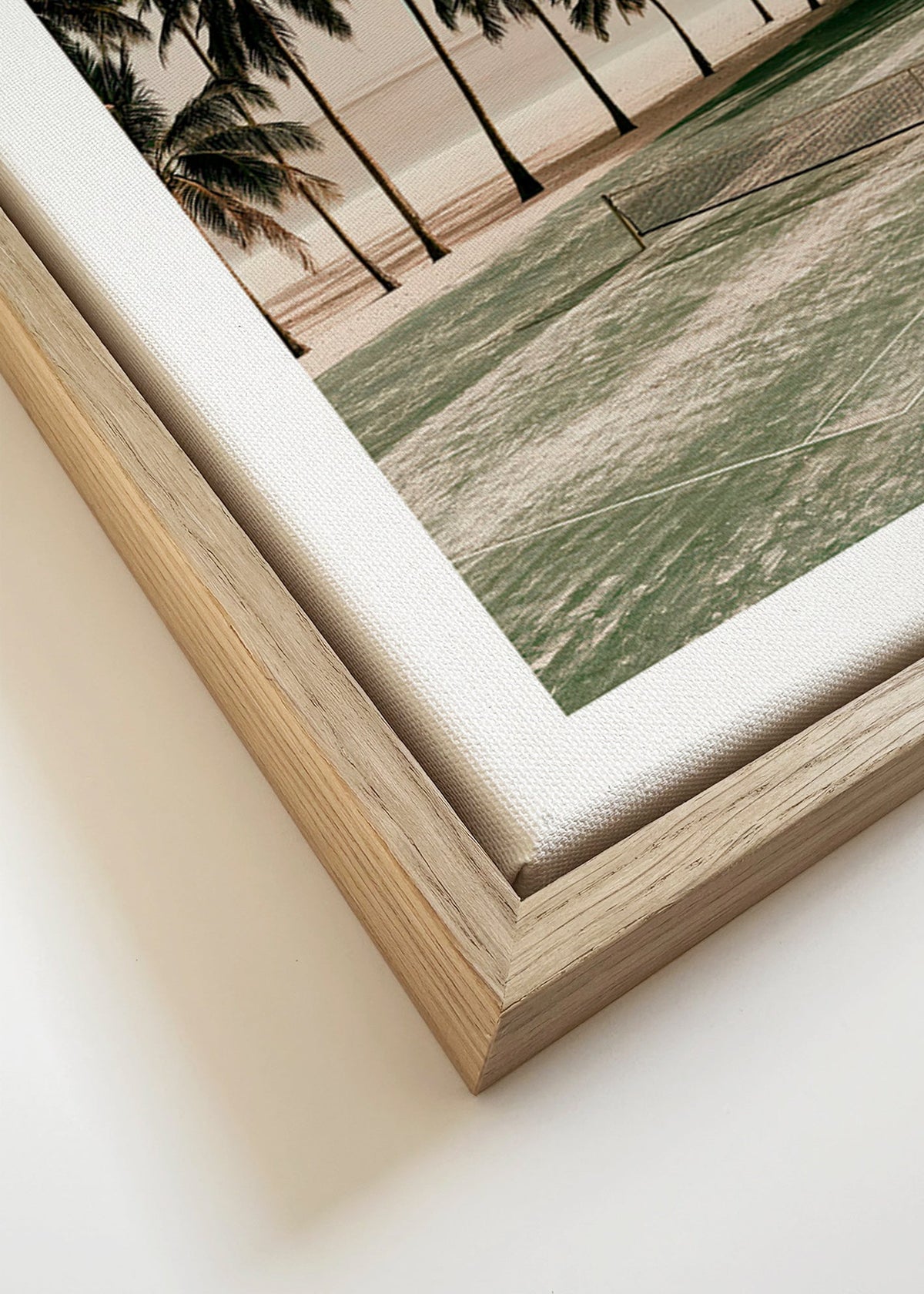 Cuadro de paisaje con palmeras y pista de tenis – Canvas detail