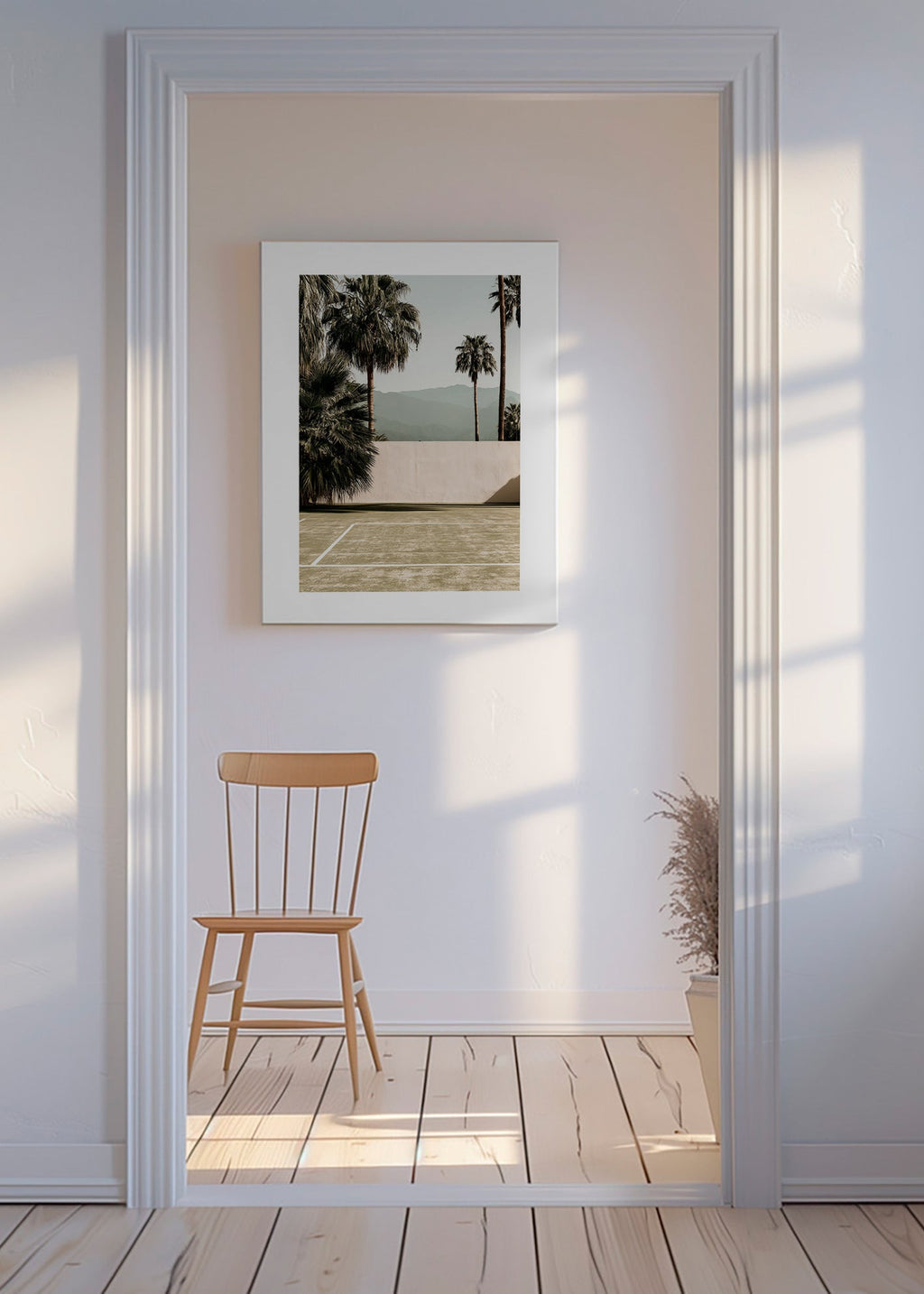 Cuadro de paisaje con palmeras y muro minimal – Canvas