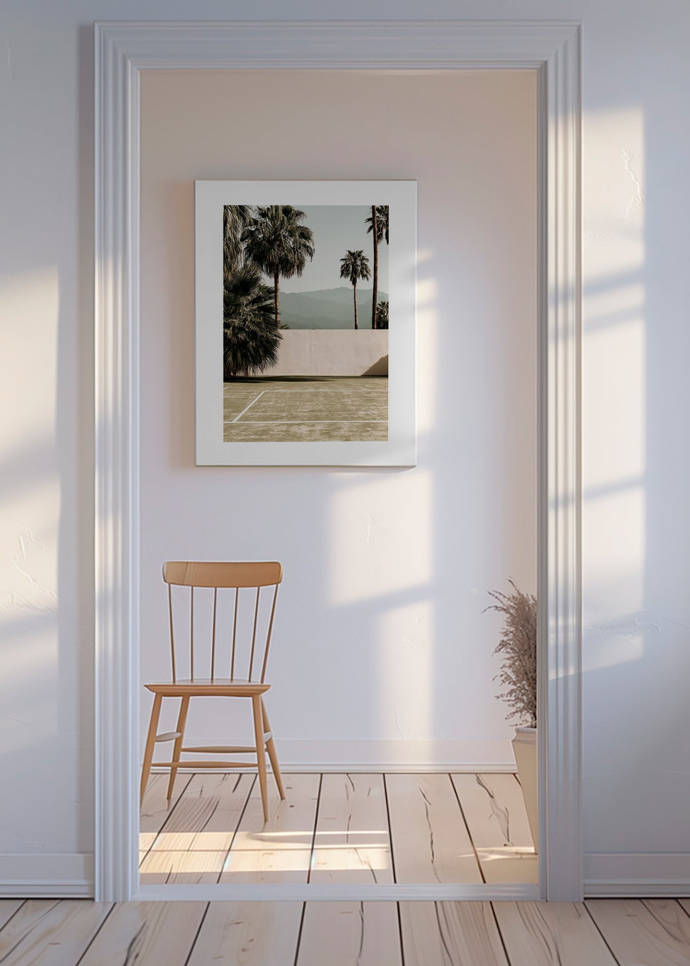 Cuadro de paisaje con palmeras y muro minimal – Canvas