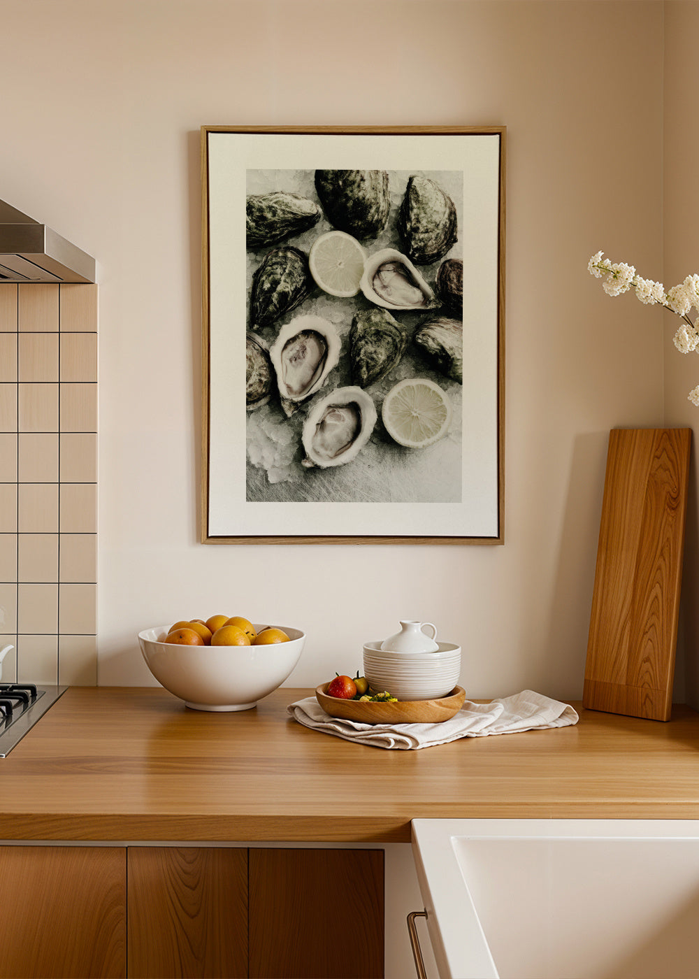 Oyster Table - Framed canvas in an interior