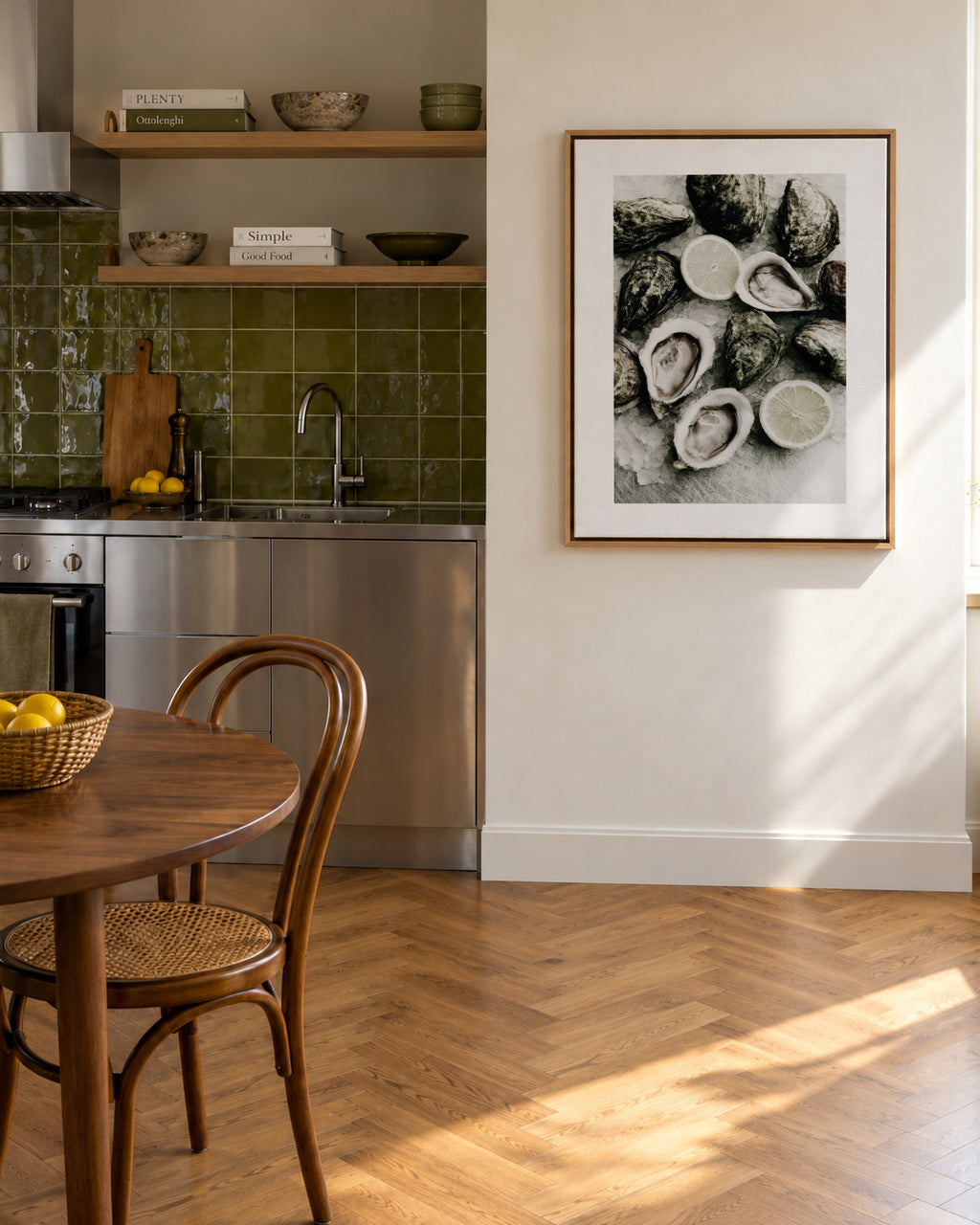 Oyster Table - Framed canvas in an interior