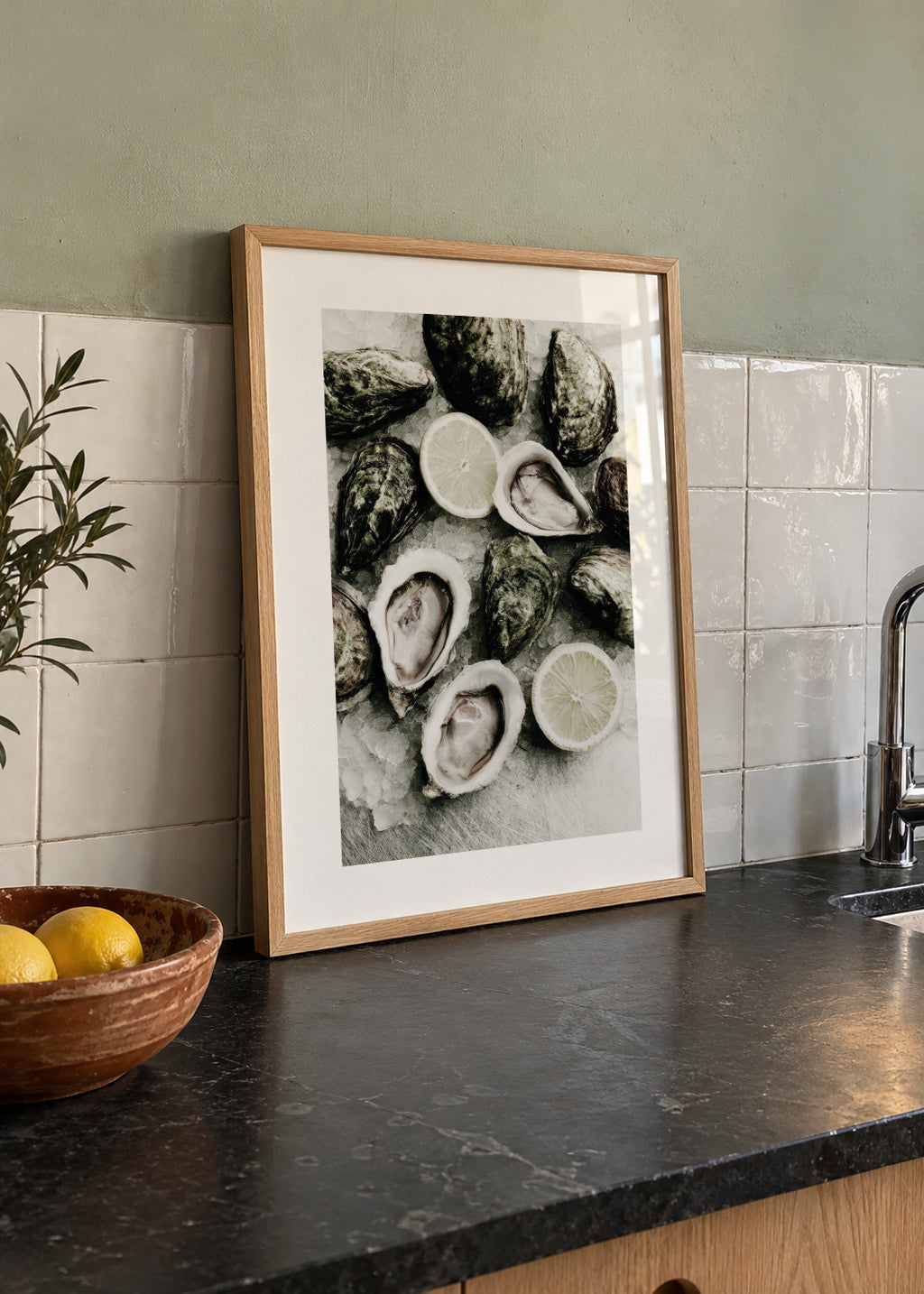 Oyster Table - Framed poster in an interior