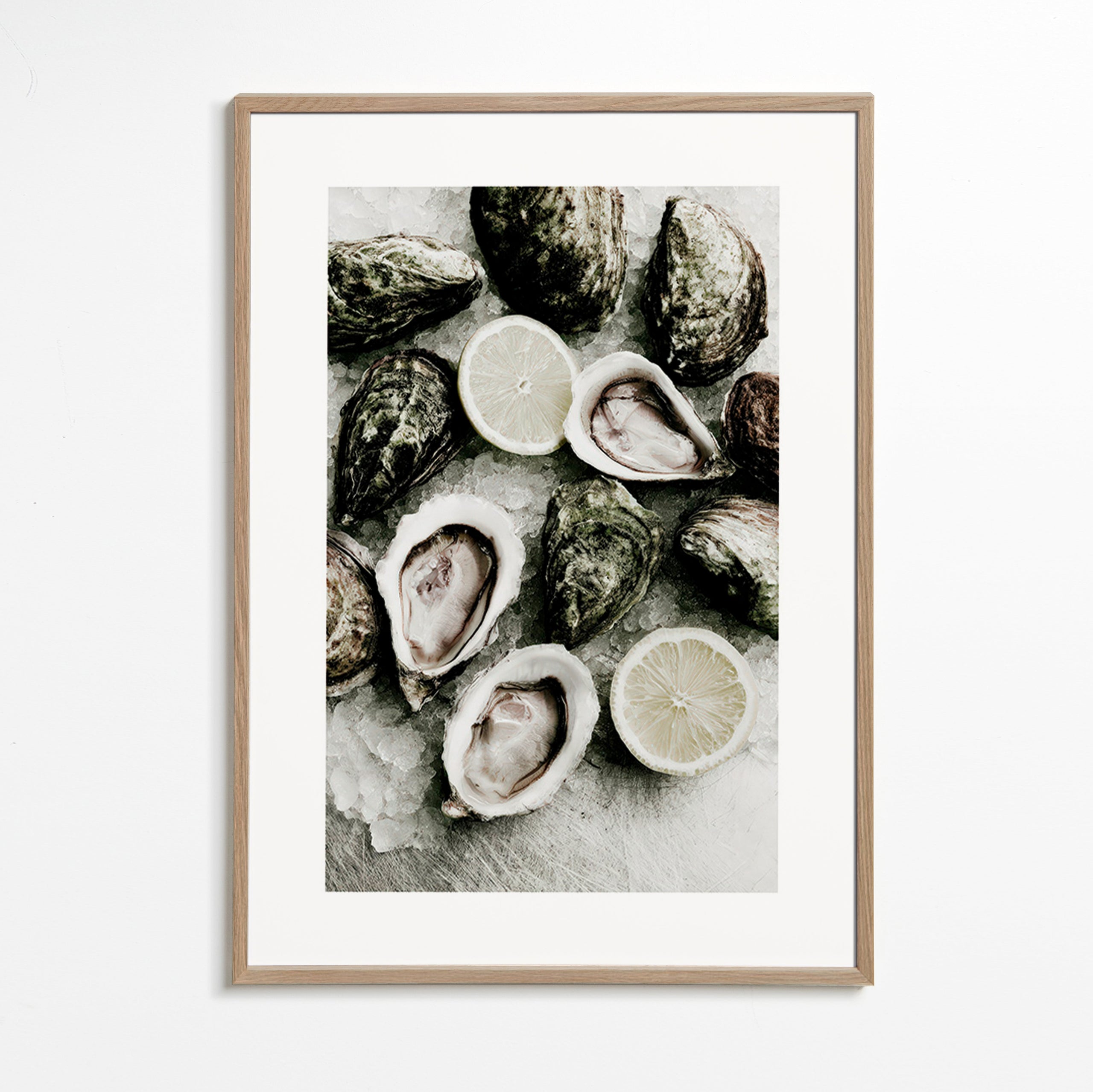 Cuadro de cocina con ostras y limón – Oak Frame