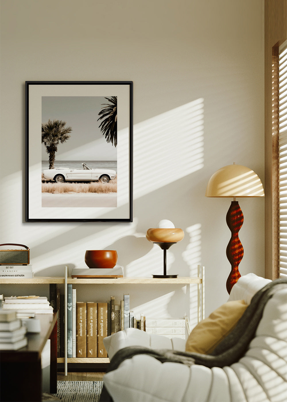 Fotografía de coche clásico junto al mar – Canvas1