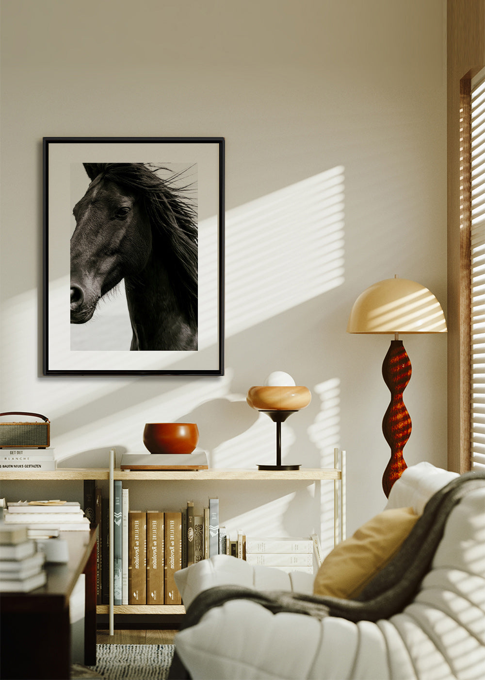 Cuadro caballo negro en primer plano – Canvas1