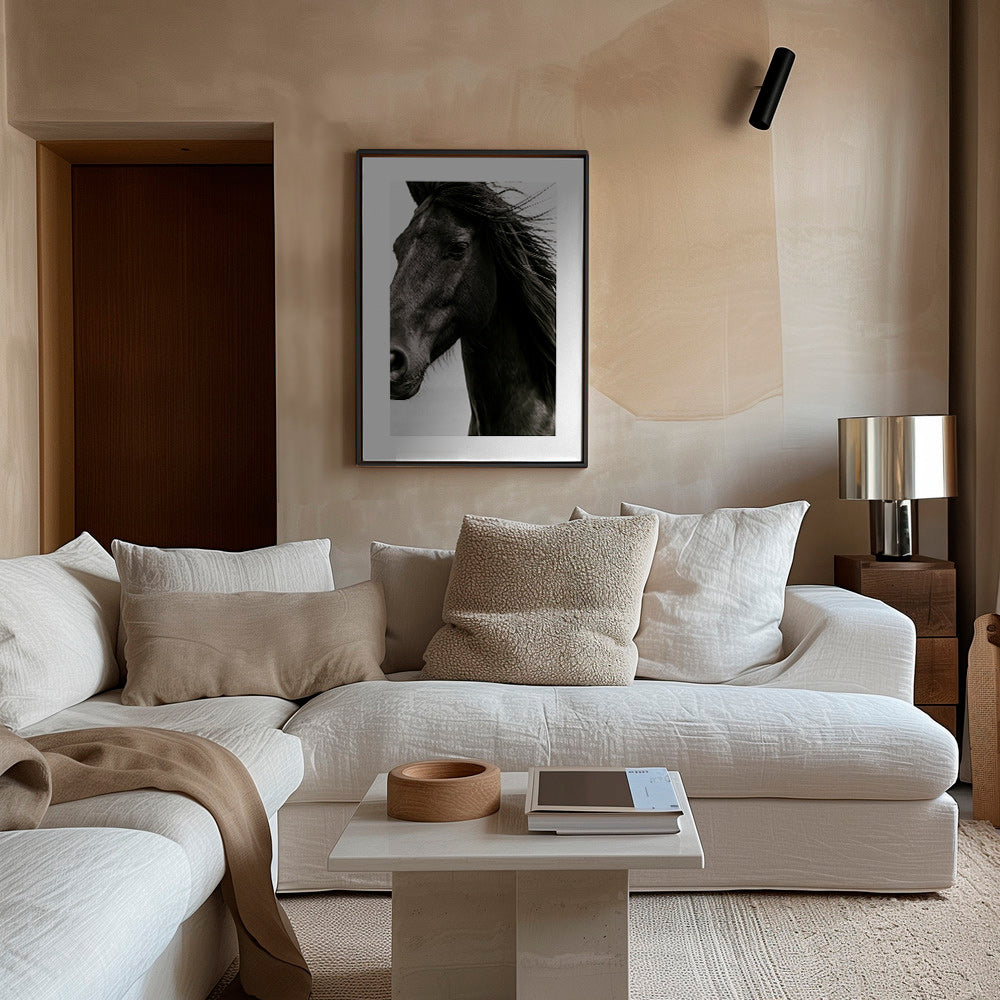 Cuadro caballo negro en primer plano – Canvas2