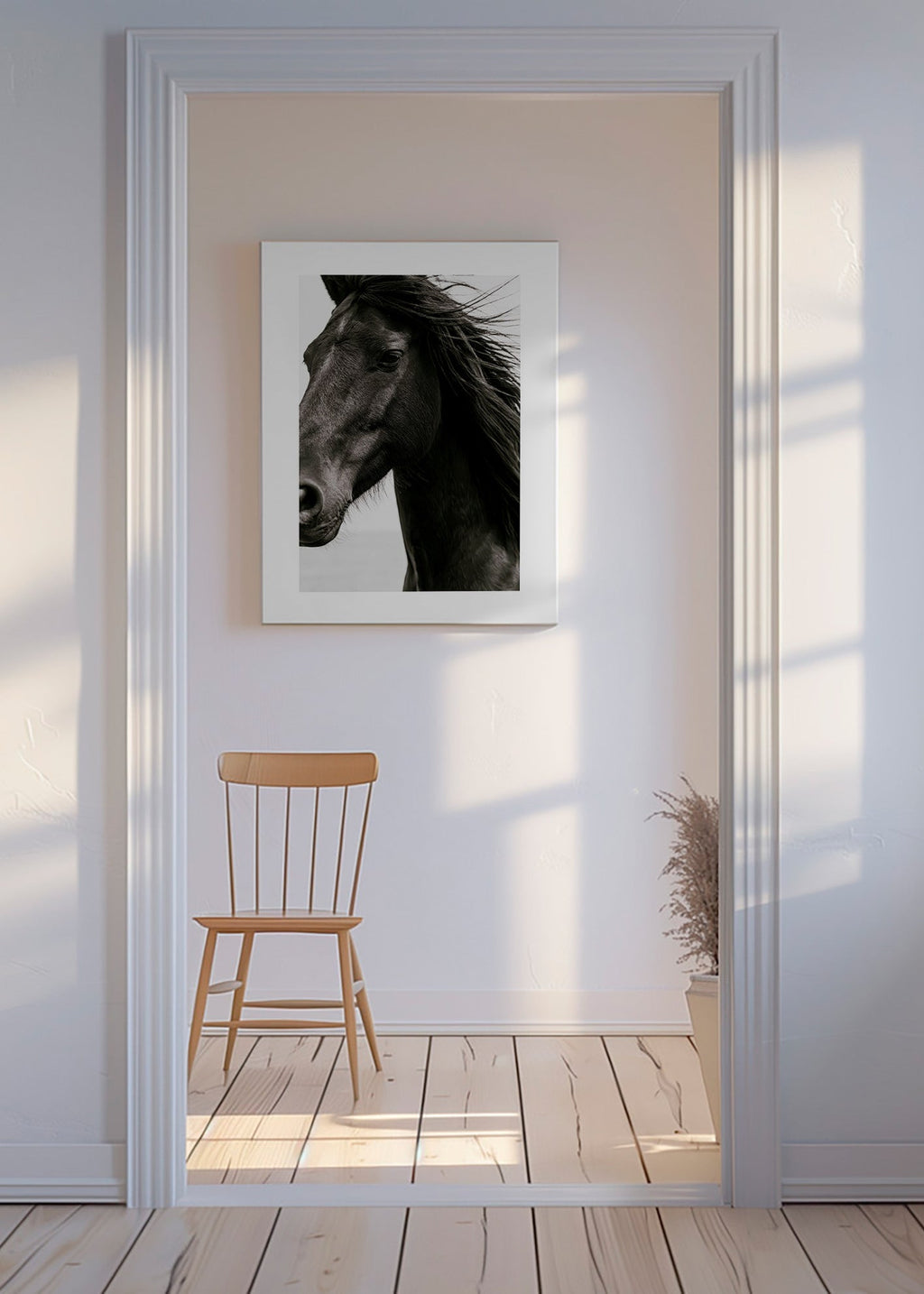 Cuadro caballo negro en primer plano – Canvas