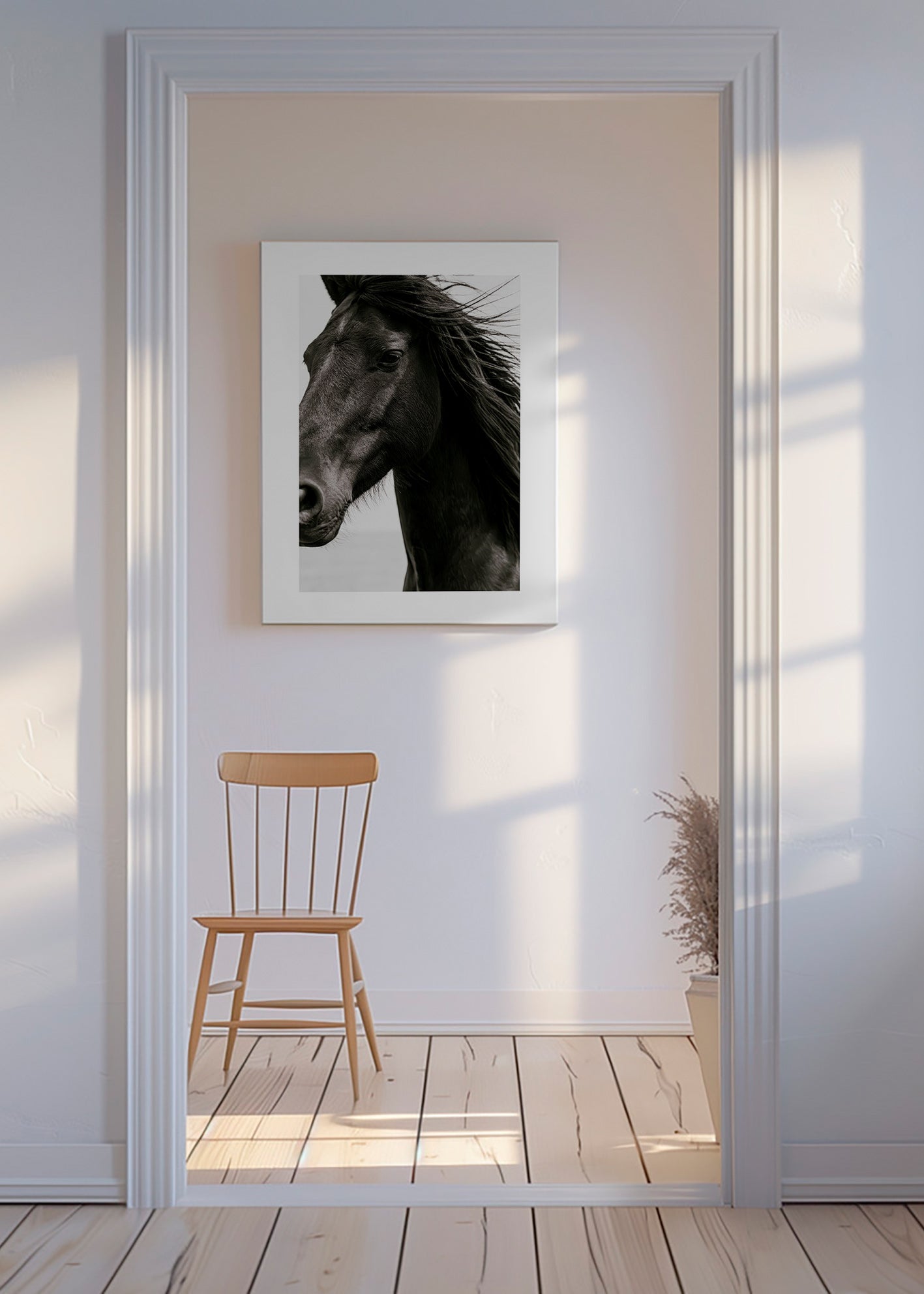Cuadro caballo negro en primer plano – Canvas