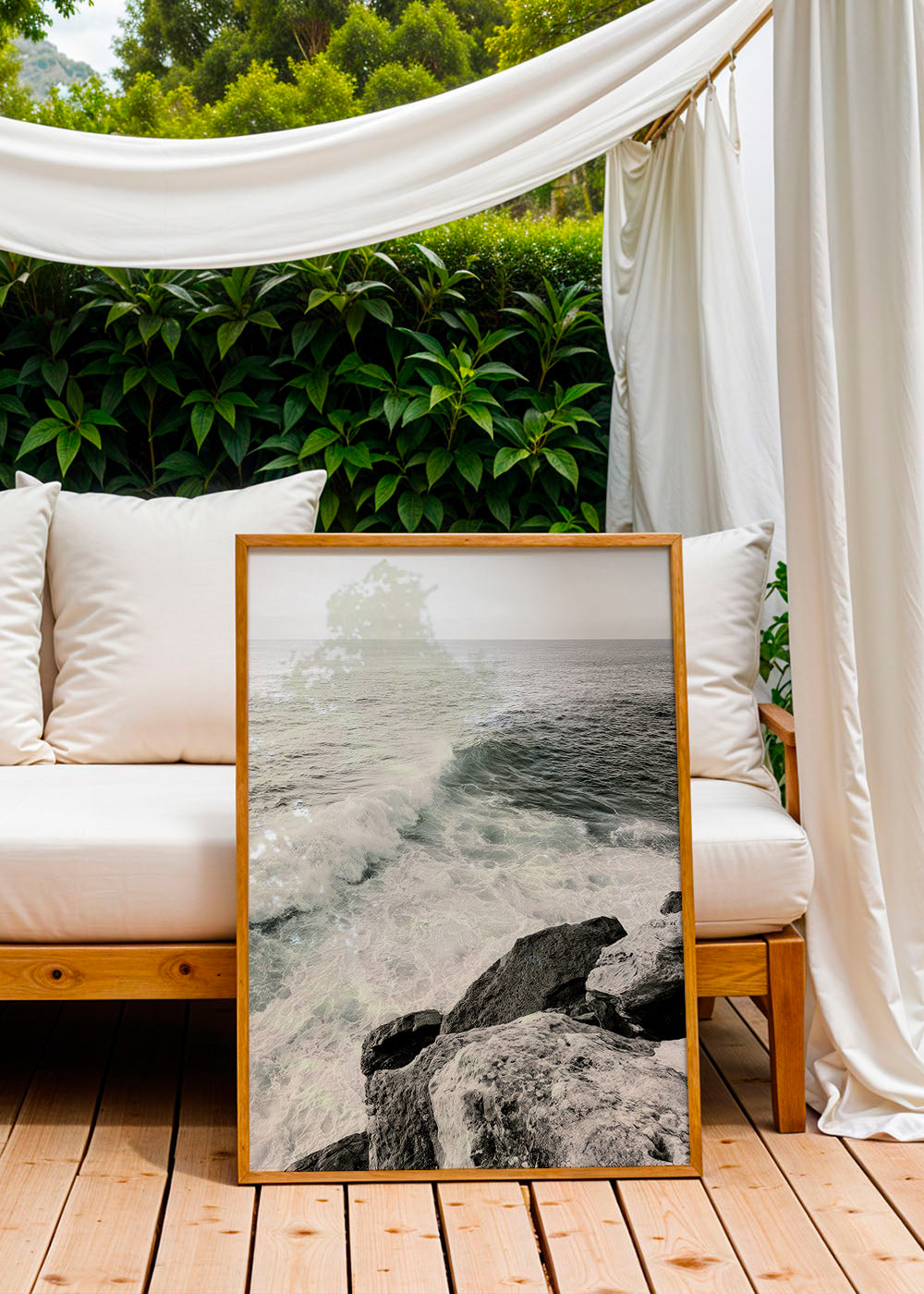 Cuadro de paisaje: acantilado y ola en blanco y negro – Product3