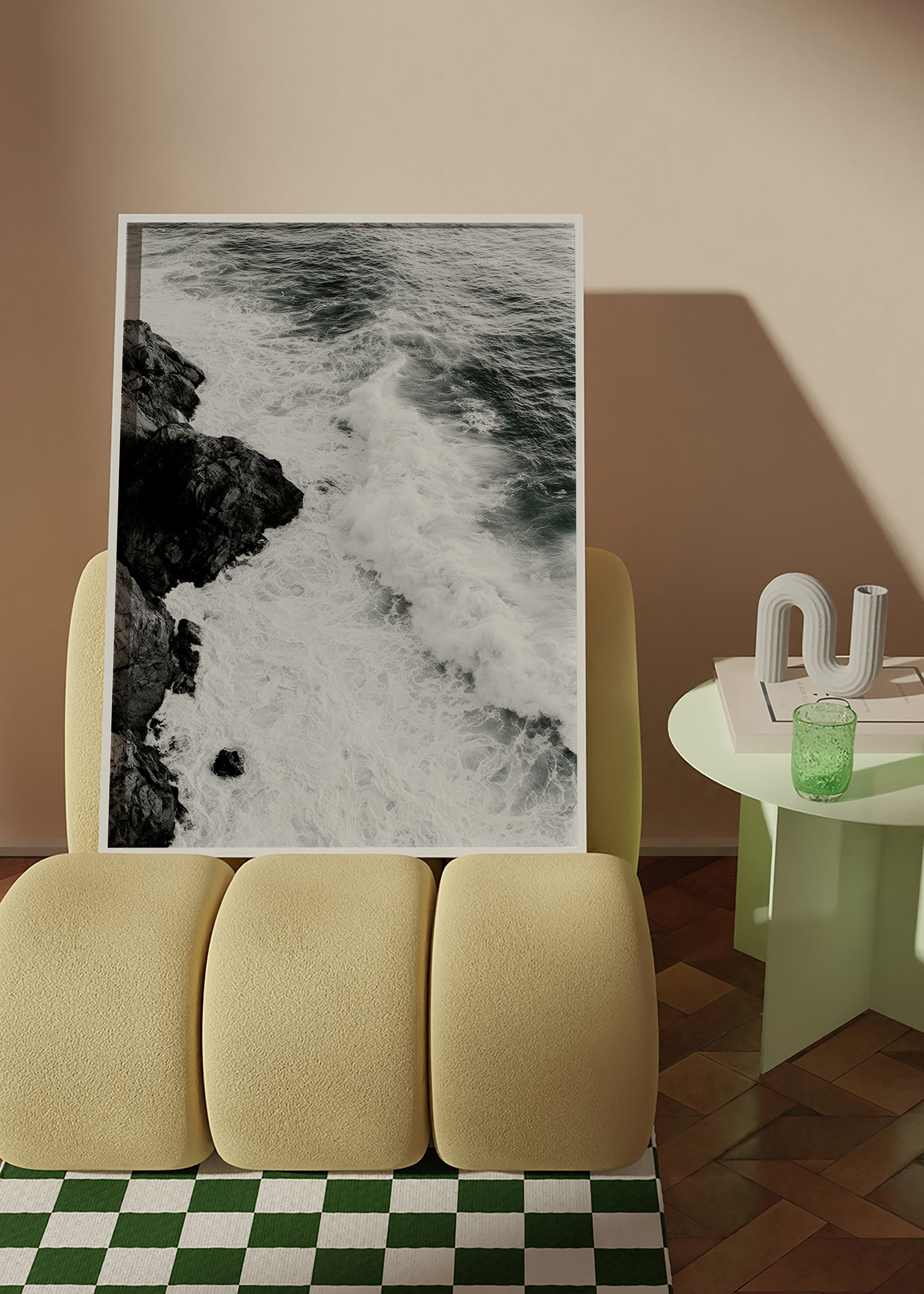 Cuadro de paisaje: rocas atlánticas en blanco y negro – Product3