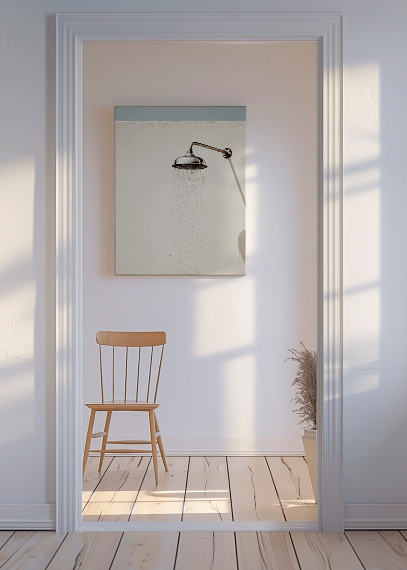 Fotografía de ducha exterior minimalista – Canvas